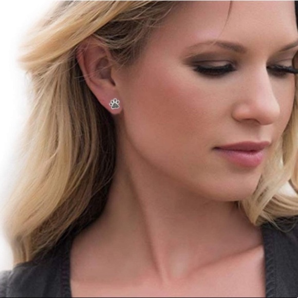 Chocolate Champagne Diamonds Paw Print Earrings - Picture 2 of 5